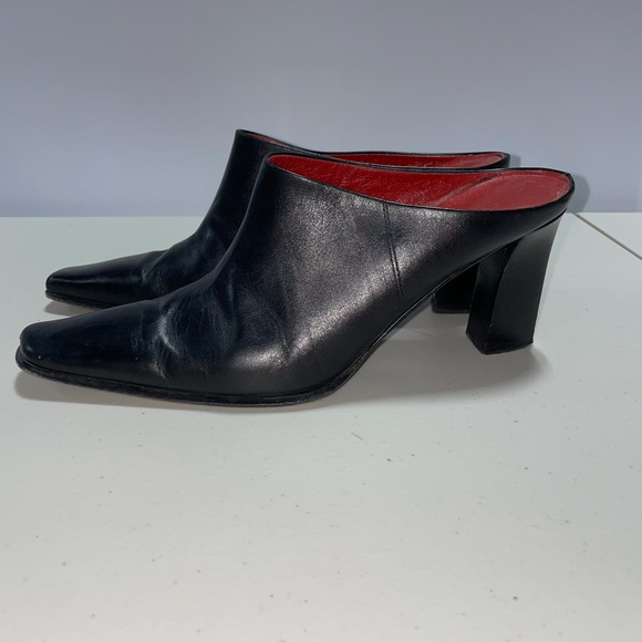 Anne Klein Shoes - Anne Klein Black Leather Mule Heel Size 8.5